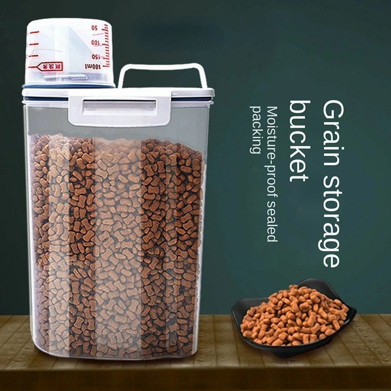Dog Cat Food Container Sealed Plastic Storage Tank Moisture-proof Sealed Cans Transparent Bottles And Jars Pet Accessories
