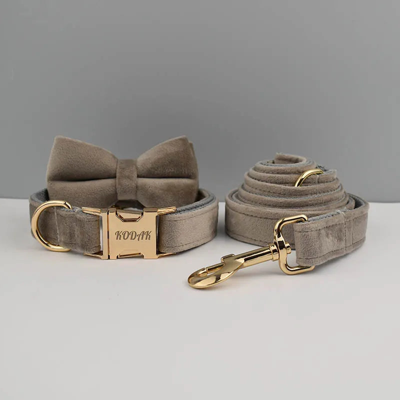 Luxury Personalized Dog Collar Harness Leash set custom,custom Logo detachable dog bow tie collar,dog collar leash diy