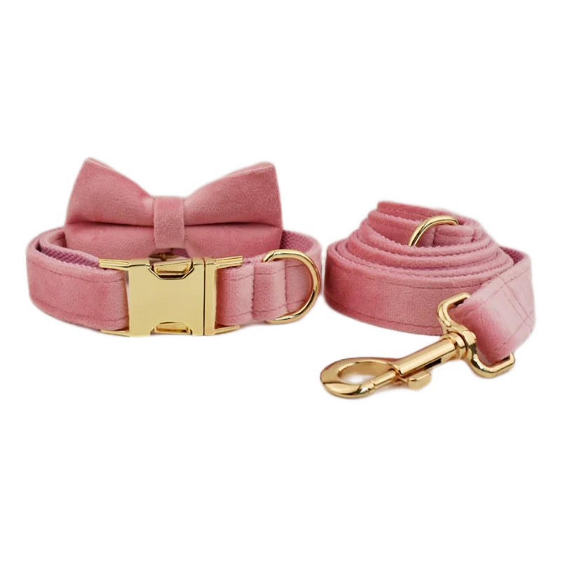 Luxury Personalized Dog Collar Harness Leash set custom,custom Logo detachable dog bow tie collar,dog collar leash diy