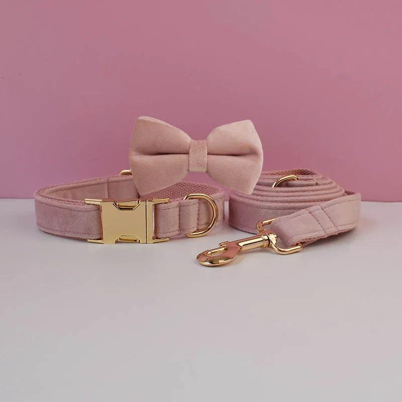 Luxury Personalized Dog Collar Harness Leash set custom,custom Logo detachable dog bow tie collar,dog collar leash diy