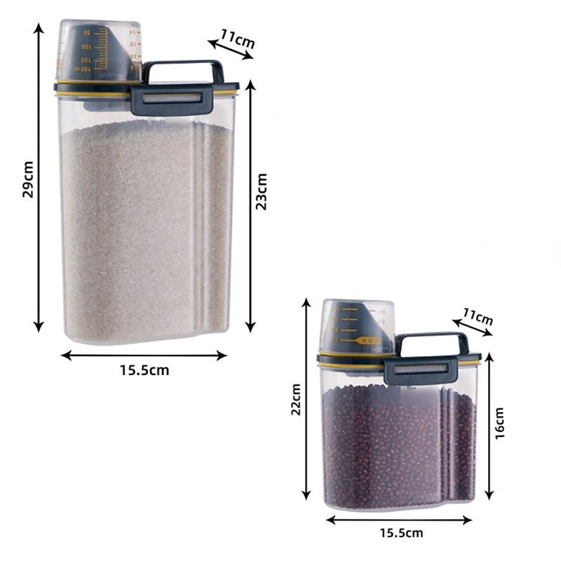 Dog Cat Food Container Sealed Plastic Storage Tank Moisture-proof Sealed Cans Transparent Bottles And Jars Pet Accessories