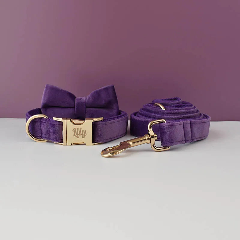 Luxury Personalized Dog Collar Harness Leash set custom,custom Logo detachable dog bow tie collar,dog collar leash diy