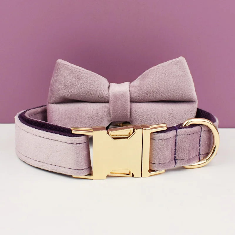 Luxury Personalized Dog Collar Harness Leash set custom,custom Logo detachable dog bow tie collar,dog collar leash diy