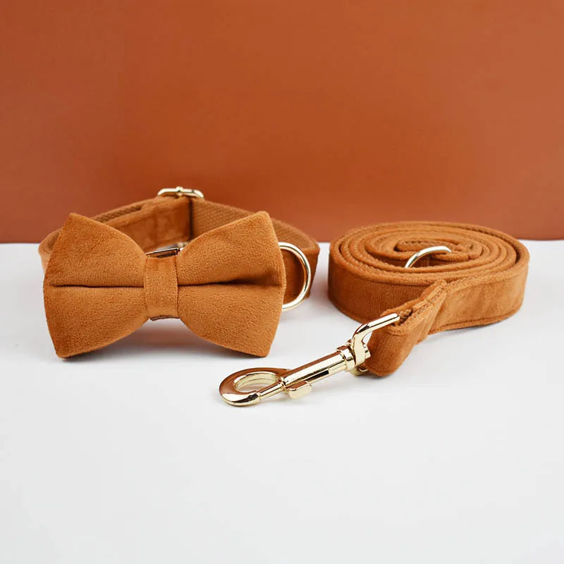 Luxury Personalized Dog Collar Harness Leash set custom,custom Logo detachable dog bow tie collar,dog collar leash diy