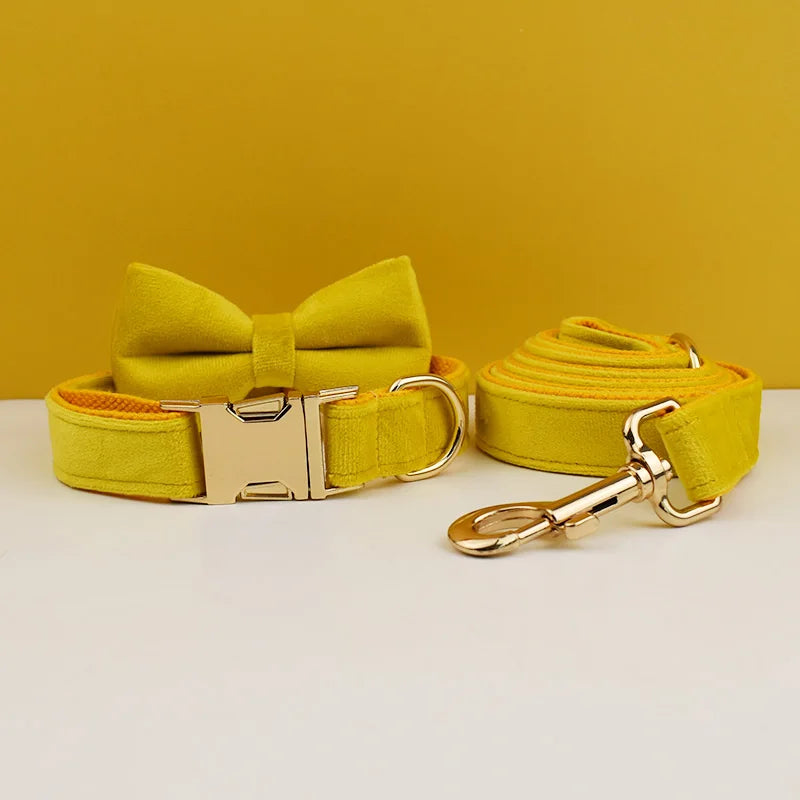 Luxury Personalized Dog Collar Harness Leash set custom,custom Logo detachable dog bow tie collar,dog collar leash diy