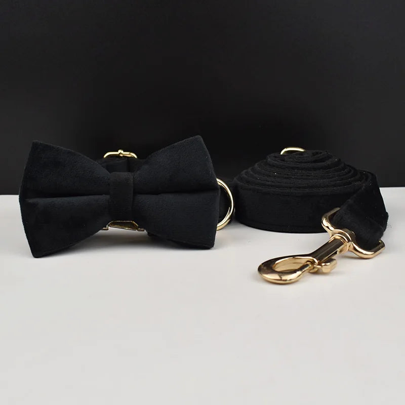 Luxury Personalized Dog Collar Harness Leash set custom,custom Logo detachable dog bow tie collar,dog collar leash diy