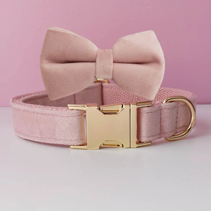 Luxury Personalized Dog Collar Harness Leash set custom,custom Logo detachable dog bow tie collar,dog collar leash diy