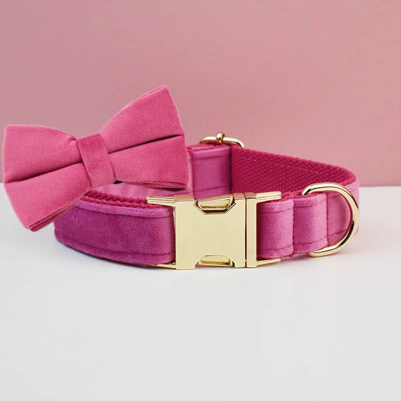 Luxury Personalized Dog Collar Harness Leash set custom,custom Logo detachable dog bow tie collar,dog collar leash diy