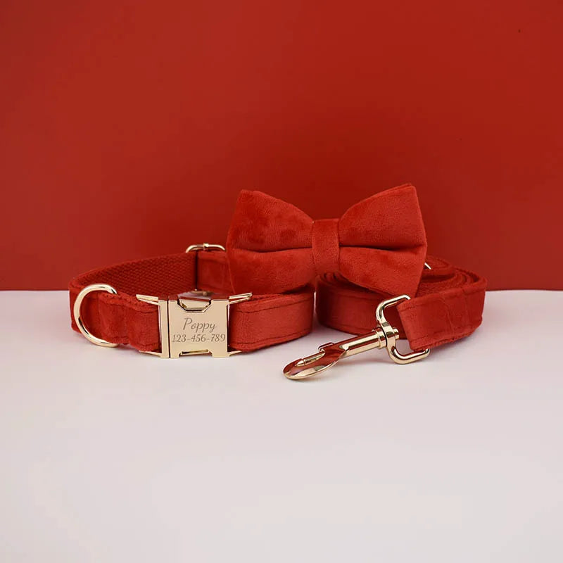 Luxury Personalized Dog Collar Harness Leash set custom,custom Logo detachable dog bow tie collar,dog collar leash diy