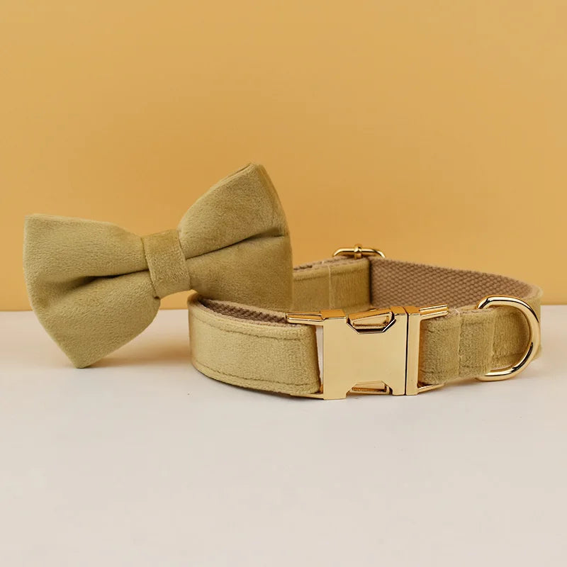 Luxury Personalized Dog Collar Harness Leash set custom,custom Logo detachable dog bow tie collar,dog collar leash diy