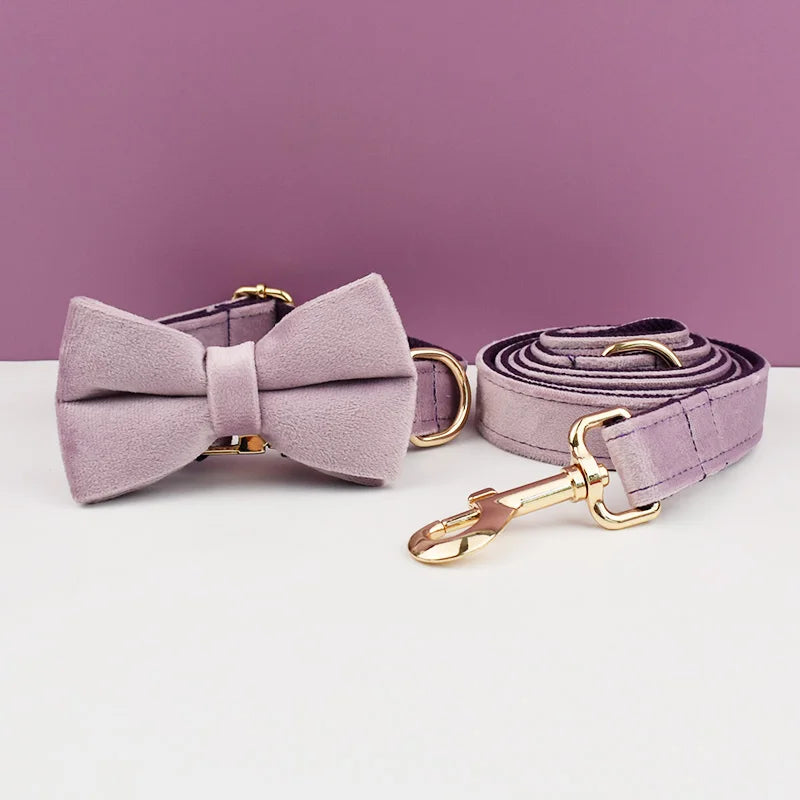 Luxury Personalized Dog Collar Harness Leash set custom,custom Logo detachable dog bow tie collar,dog collar leash diy