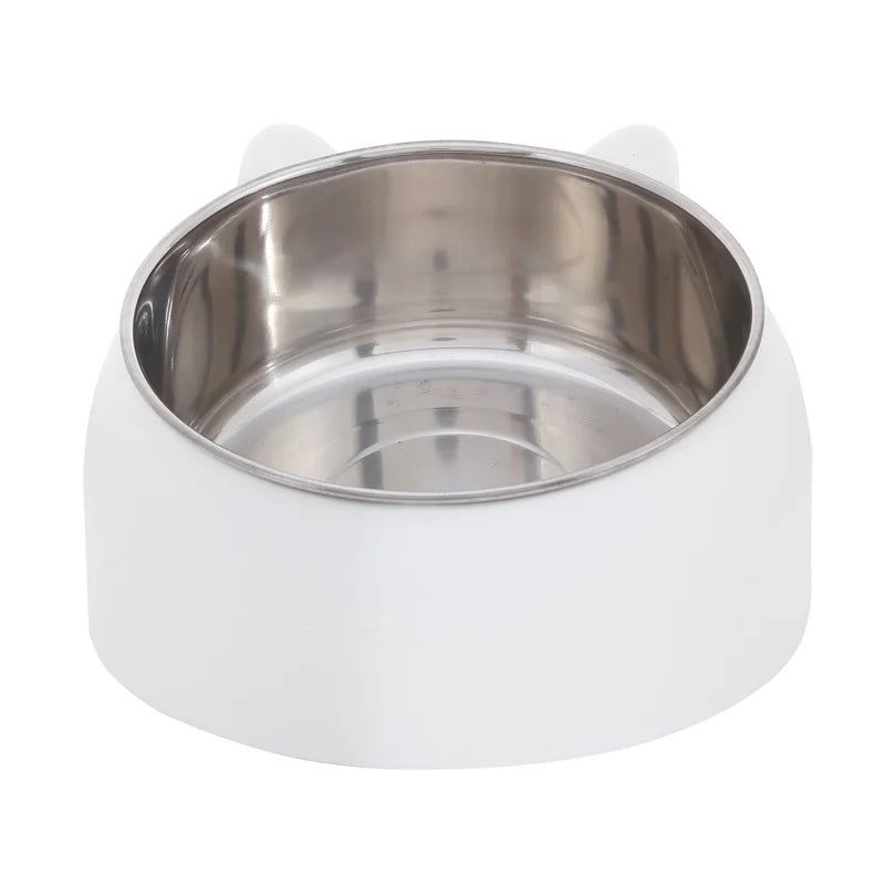 Cat Dog Bowl 15 Degrees Tilted Stainless Steel Cat Bowl Safeguard Neck Puppy Cats Feeder Non-slip Crashworthiness Pet Bowl