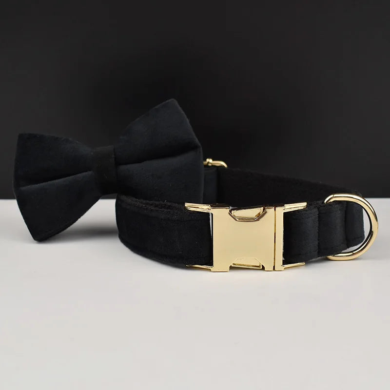 Luxury Personalized Dog Collar Harness Leash set custom,custom Logo detachable dog bow tie collar,dog collar leash diy