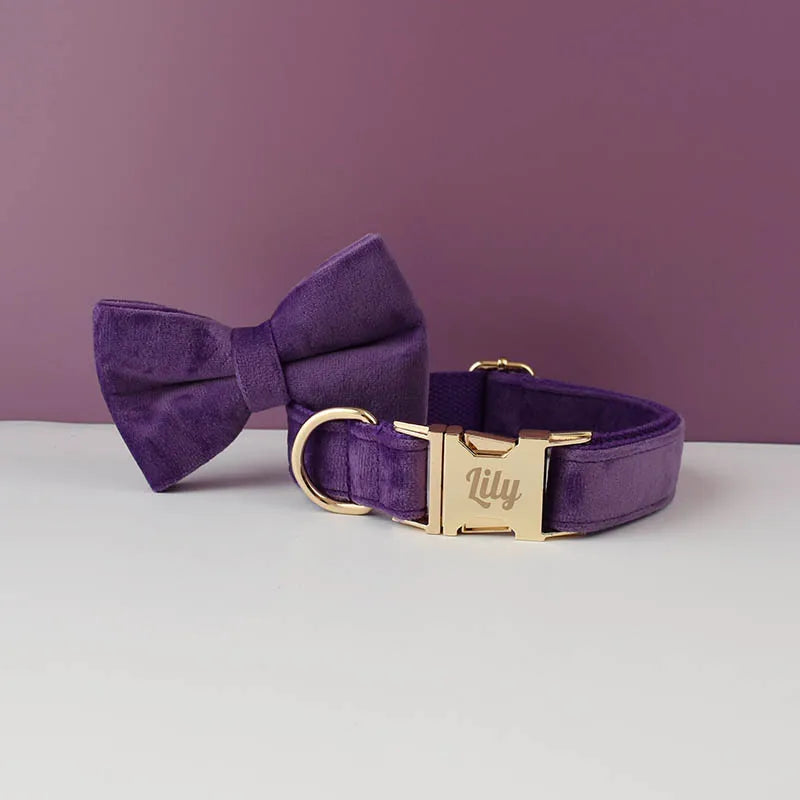 Luxury Personalized Dog Collar Harness Leash set custom,custom Logo detachable dog bow tie collar,dog collar leash diy