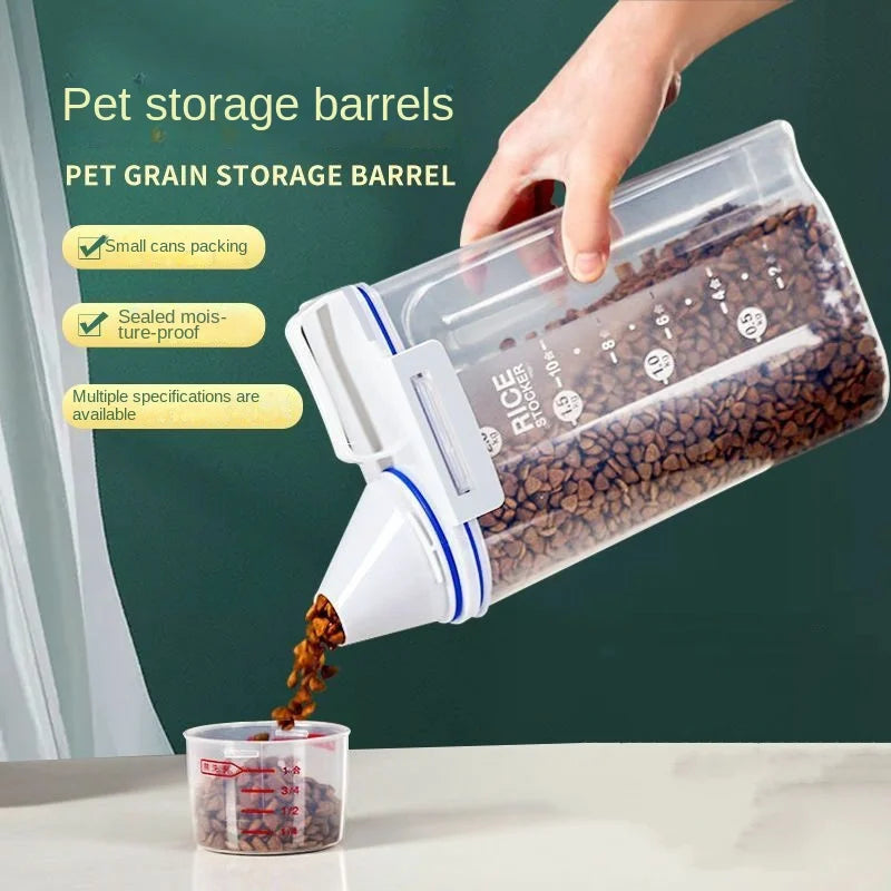 Dog Cat Food Container Sealed Plastic Storage Tank Moisture-proof Sealed Cans Transparent Bottles And Jars Pet Accessories