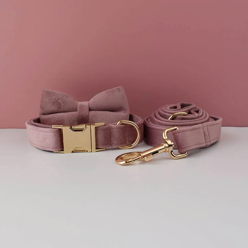 Luxury Personalized Dog Collar Harness Leash set custom,custom Logo detachable dog bow tie collar,dog collar leash diy
