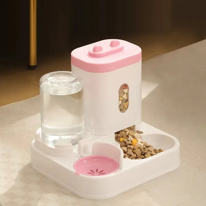 2-in-1 Automatic Feeder Dog Cat Food Bowl and Water Feeding Device Pet Large Food Dispenser Puppy Pet Kitten Bowl Accessories