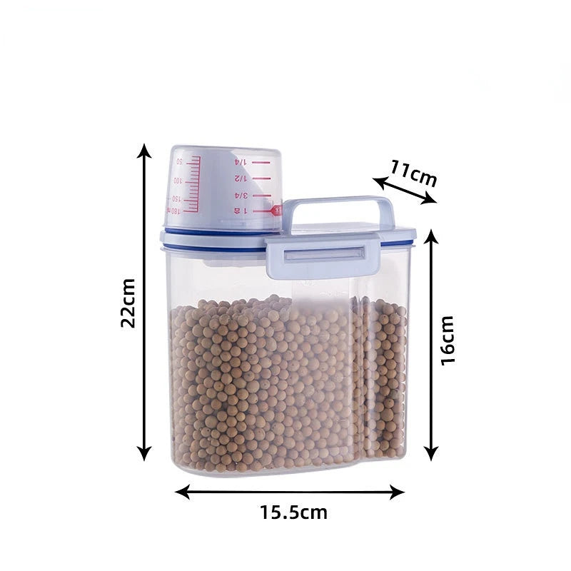 Dog Cat Food Container Sealed Plastic Storage Tank Moisture-proof Sealed Cans Transparent Bottles And Jars Pet Accessories