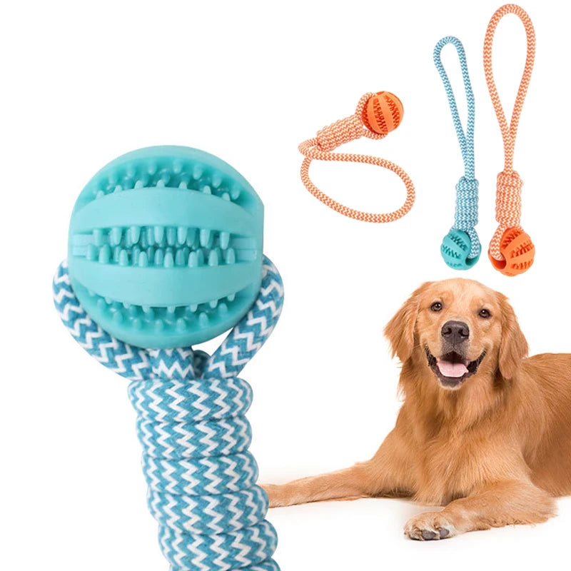 Pet Rubber Leaking Balls Toy for Small Large Dogs Treat Balls with Rope Puppy Chewing Bite Resistant Toys Dog Accessories