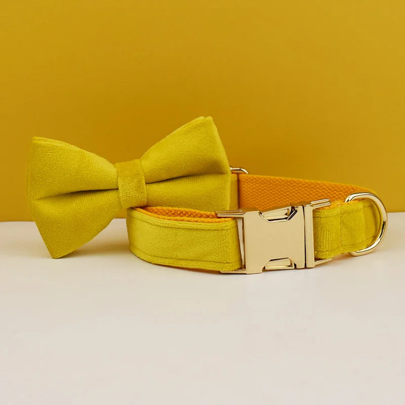 Luxury Personalized Dog Collar Harness Leash set custom,custom Logo detachable dog bow tie collar,dog collar leash diy