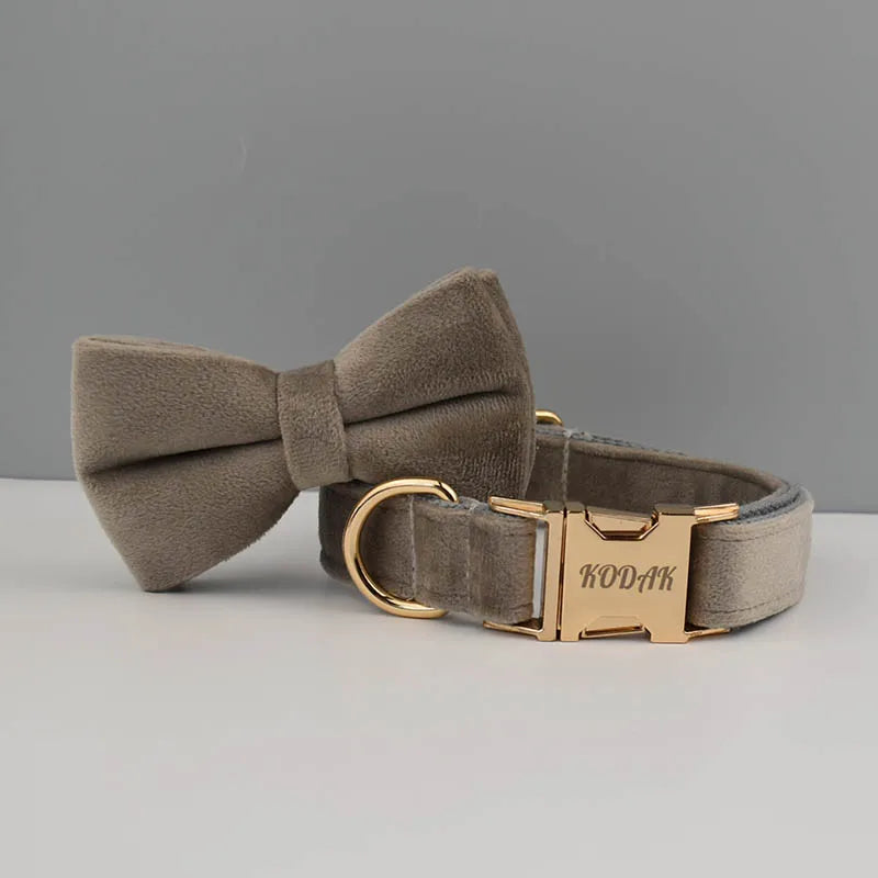 Luxury Personalized Dog Collar Harness Leash set custom,custom Logo detachable dog bow tie collar,dog collar leash diy