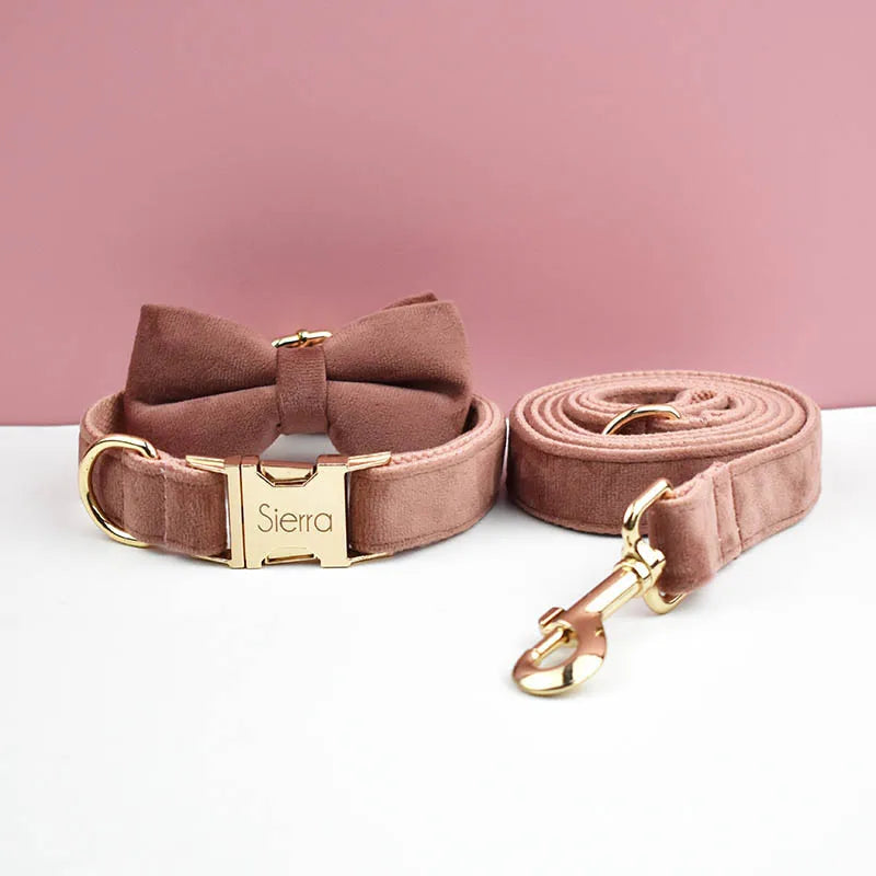 Luxury Personalized Dog Collar Harness Leash set custom,custom Logo detachable dog bow tie collar,dog collar leash diy