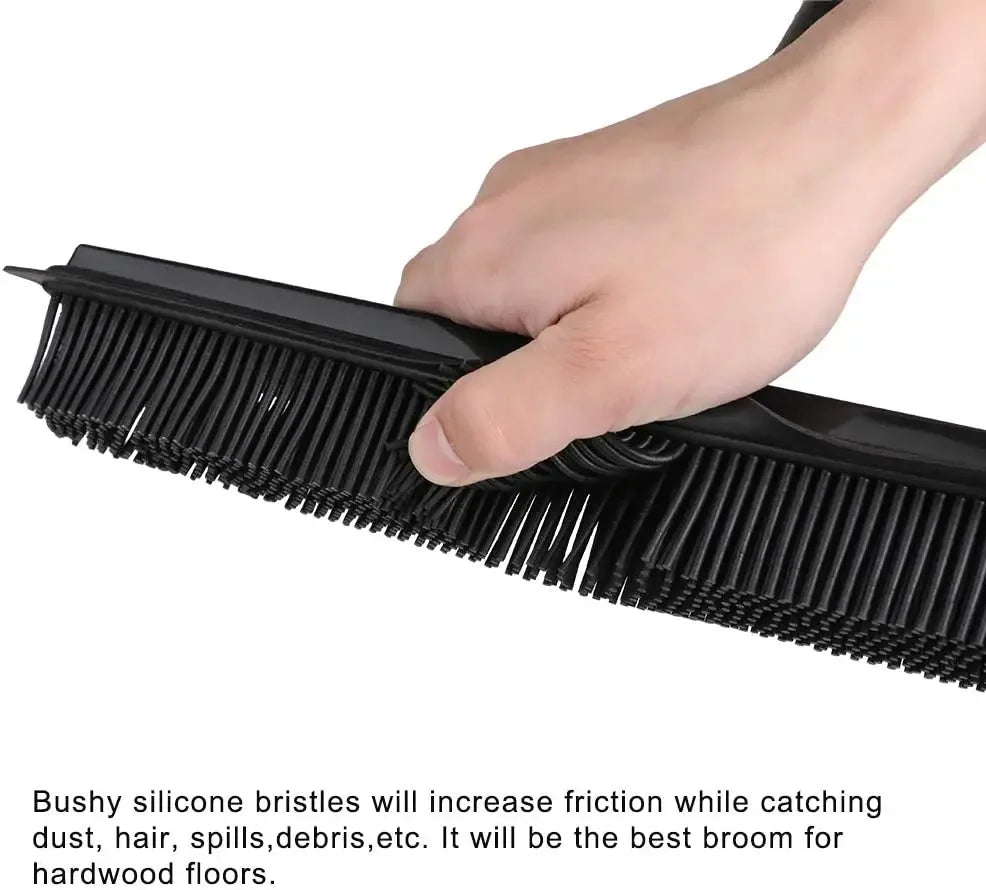 Pet Hair Removal Rubber Broom & Floor Brush with Built-in Squeegee - Ultimate Dog Hair Remover for Carpet, Hardwood, and Tile Floors