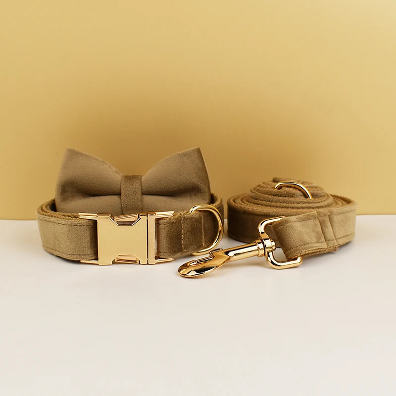 Luxury Personalized Dog Collar Harness Leash set custom,custom Logo detachable dog bow tie collar,dog collar leash diy