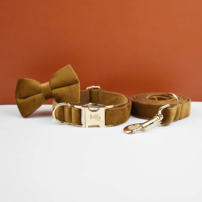 Luxury Personalized Dog Collar Harness Leash set custom,custom Logo detachable dog bow tie collar,dog collar leash diy