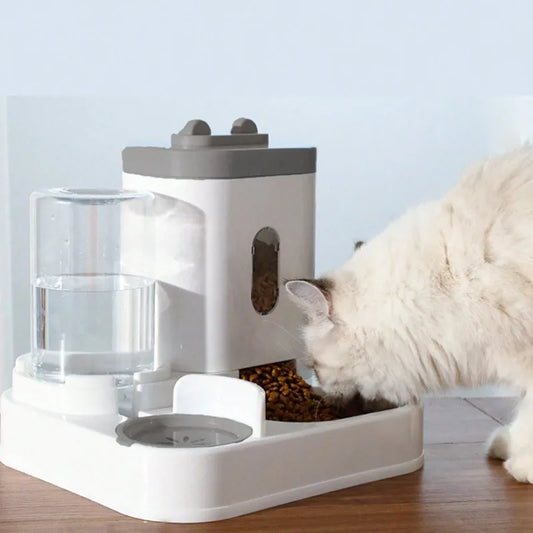 2-in-1 Automatic Feeder Dog Cat Food Bowl and Water Feeding Device Pet Large Food Dispenser Puppy Pet Kitten Bowl Accessories