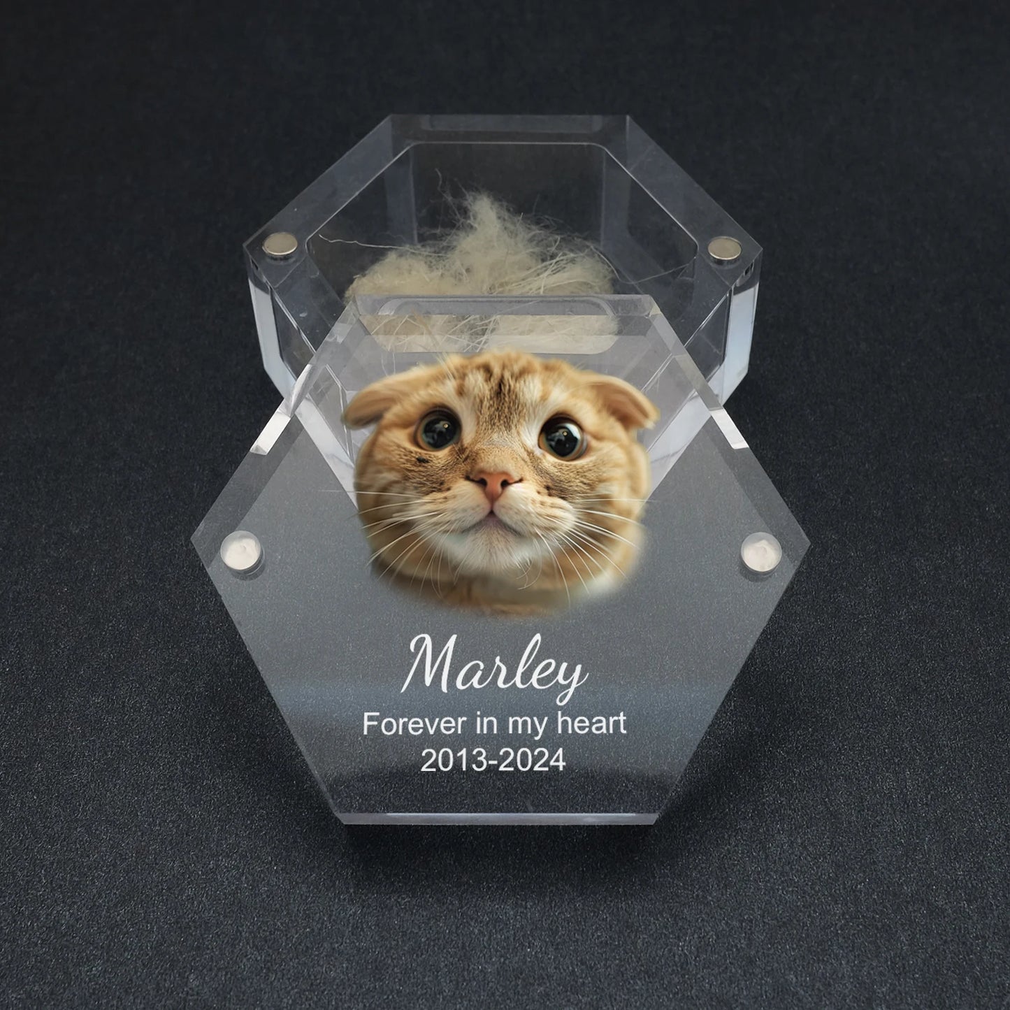 Personalized Keepsake Box with Photo Customized Pet Hair Box Dog and Cat Fur Memorial Box Custom Gifts for Pet Lovers Friends