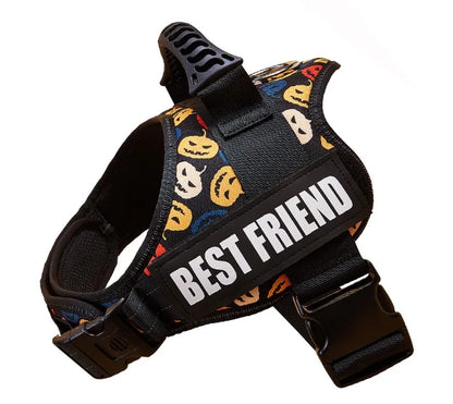 New Dog Harness High Quality Nylon Adjustable Custom ID Dog Name Small Large Dog Vest Harness Halloween Dog Supplies