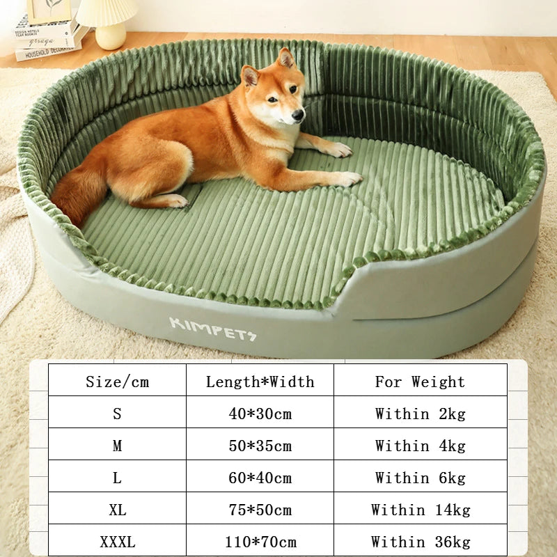 Large Kimpets Washable Dog Pet Bed Accessorised with a Removable Thickening Waterproof Square Plush Kennel mat.