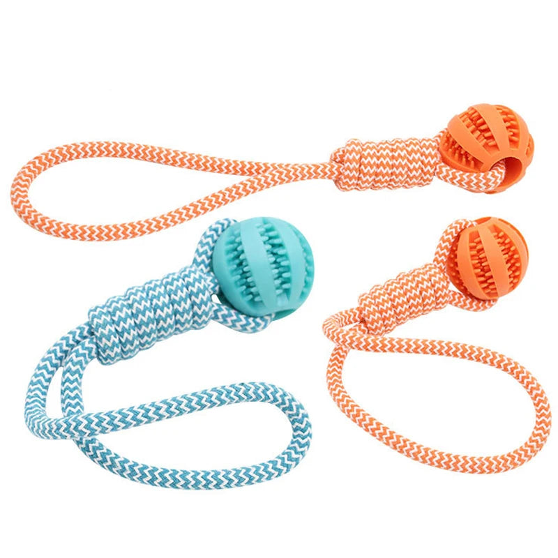 Pet Rubber Leaking Balls Toy  for Small Large Dogs Treat Balls with Rope Puppy Chewing Bite Resistant Toys Dog Accessories