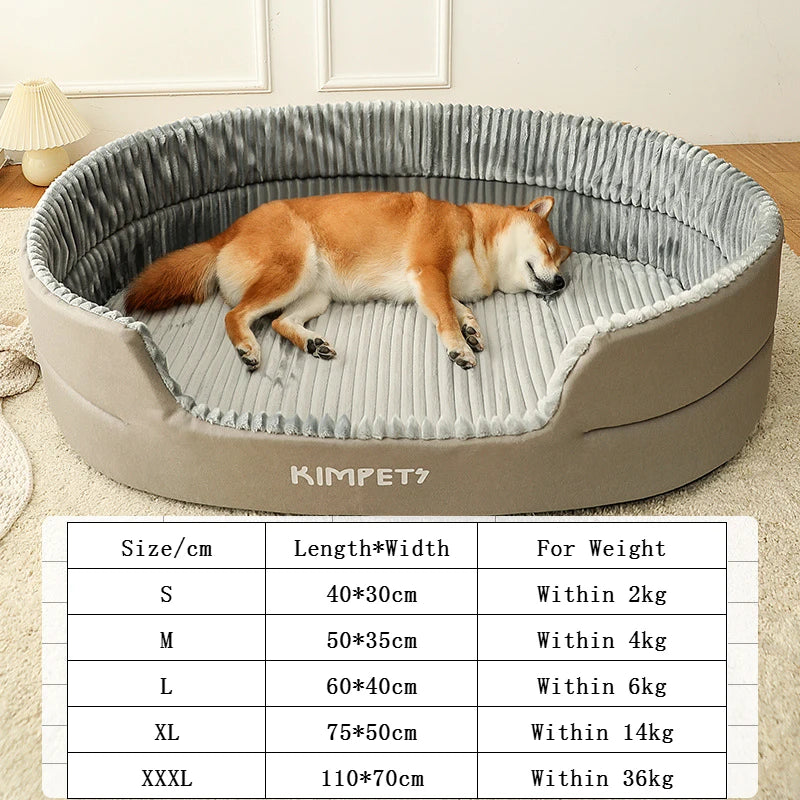 Large Kimpets Washable Dog Pet Bed Accessorised with a Removable Thickening Waterproof Square Plush Kennel mat.