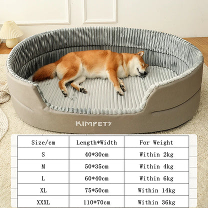 Large Kimpets Washable Dog Pet Bed Accessorised with a Removable Thickening Waterproof Square Plush Kennel mat.