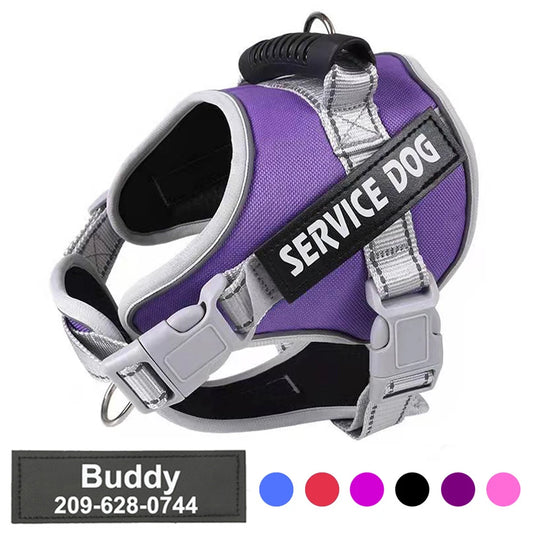 Personalised Big Dog Harness With Rubber Handle Adjustable K9 Dog Vest Service Dog Harness for Large Dog Walking Dog Accessories