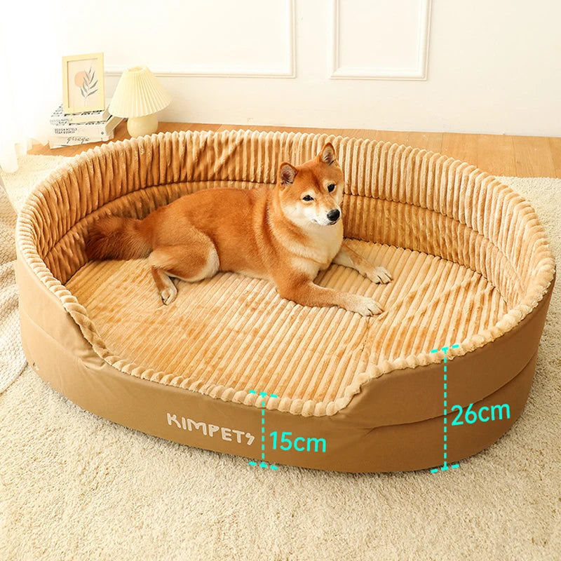 Large Kimpets Washable Dog Pet Bed Accessorised with a Removable Thickening Waterproof Square Plush Kennel mat.