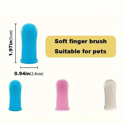 3PCS Pet Finger Toothbrush Teeth Cleaning Products for Cats and Dogs Nontoxic Silicone Bristles Oral Cleaning Toothbrushes