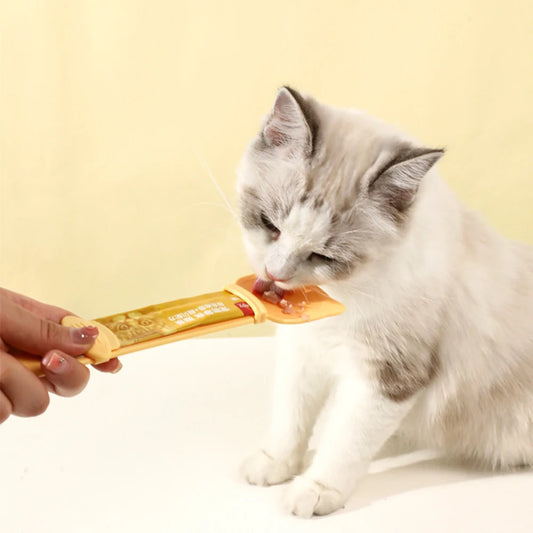 Cat Food Squeezing Feeding Spoon Pet Feeder Cat Strip Squeeze Spoon, Cat Snack Spoon for Lickable Wet Cat Pet Liquid