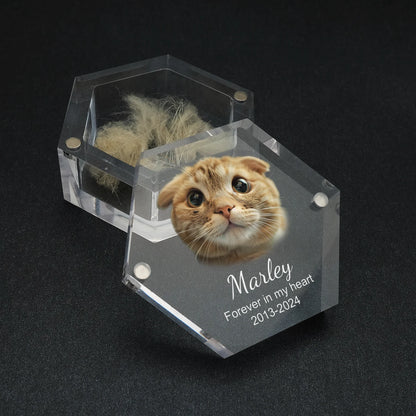 Personalized Keepsake Box with Photo Customized Pet Hair Box Dog and Cat Fur Memorial Box Custom Gifts for Pet Lovers Friends