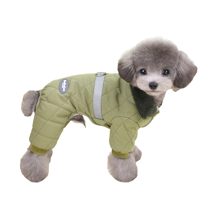 Fur Collar Dog Overalls with D Ring Winter Dog Clothes for Small Dogs Puppy Jumpsuit Chihuahua Jacket Poodle Costumes Pet Coats