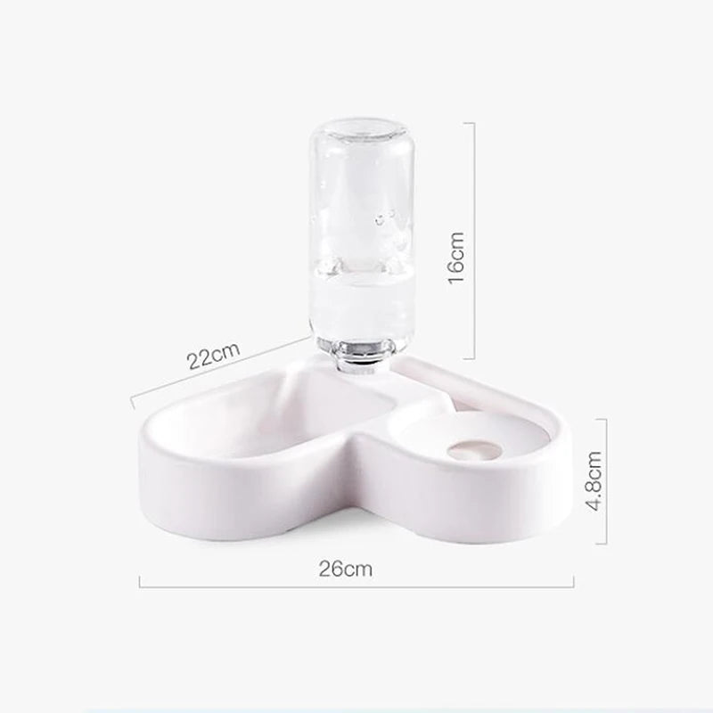 Pet Cat Feeder Bowl Dog Automatic Water Double Bowls Food Wall Corner Save Space Cats 500ml Bottle Drinking Kitten Dogs Products