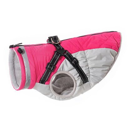 Waterproof Pet Jacket With Harness Winter Warm Dog Clothes for Small Large Dogs Labrador Coat Chihuahua French Bulldog Outfits