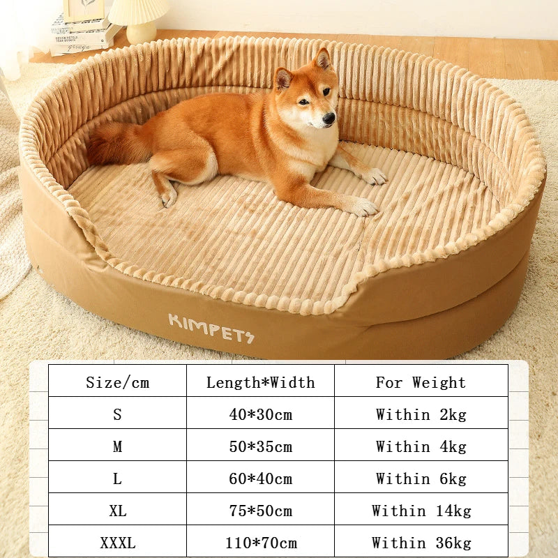 Large Kimpets Washable Dog Pet Bed Accessorised with a Removable Thickening Waterproof Square Plush Kennel mat.