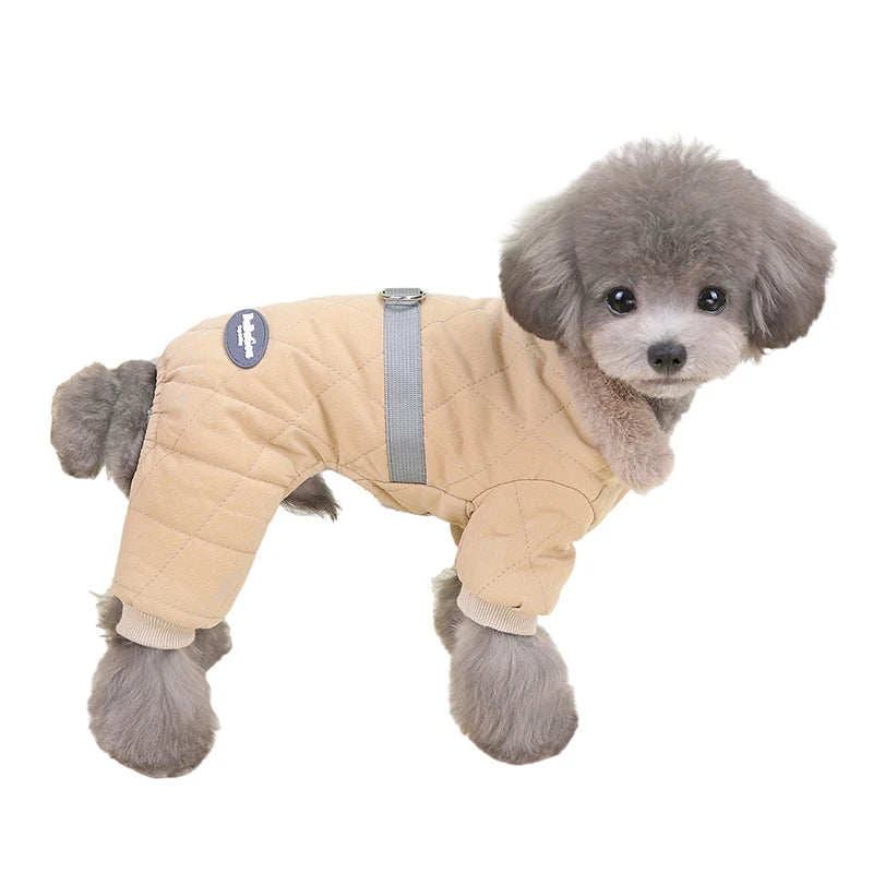 Fur Collar Dog Overalls with D Ring Winter Dog Clothes for Small Dogs Puppy Jumpsuit Chihuahua Jacket Poodle Costumes Pet Coats