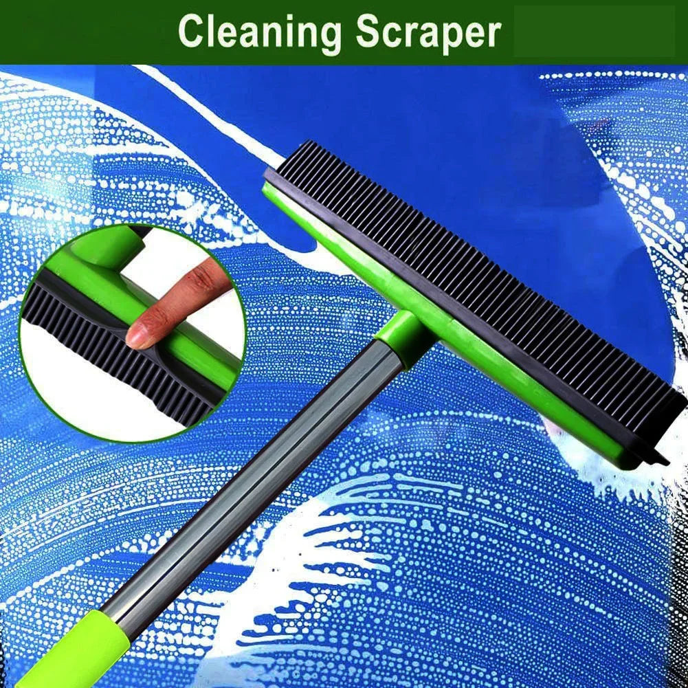 Pet Hair Removal Rubber Broom & Floor Brush with Built-in Squeegee - Ultimate Dog Hair Remover for Carpet, Hardwood, and Tile Floors