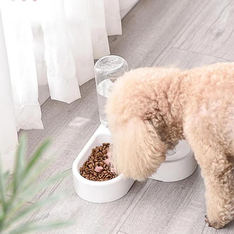 Pet Cat Feeder Bowl Dog Automatic Water Double Bowls Food Wall Corner Save Space Cats 500ml Bottle Drinking Kitten Dogs Products