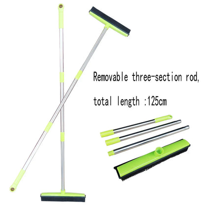 Pet Hair Removal Rubber Broom & Floor Brush with Built-in Squeegee - Ultimate Dog Hair Remover for Carpet, Hardwood, and Tile Floors