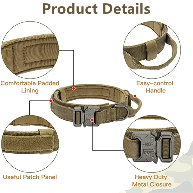 Dog Collar Durable Tactical Leash Set Adjustable Military Pet Collar Leash Medium Large Dog German Shepherd Training Accessories